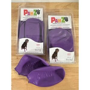 Pawz Large Dog Purple Rubber‎ Dog Boots Waterproof Reusable Paw Protection 2 Box